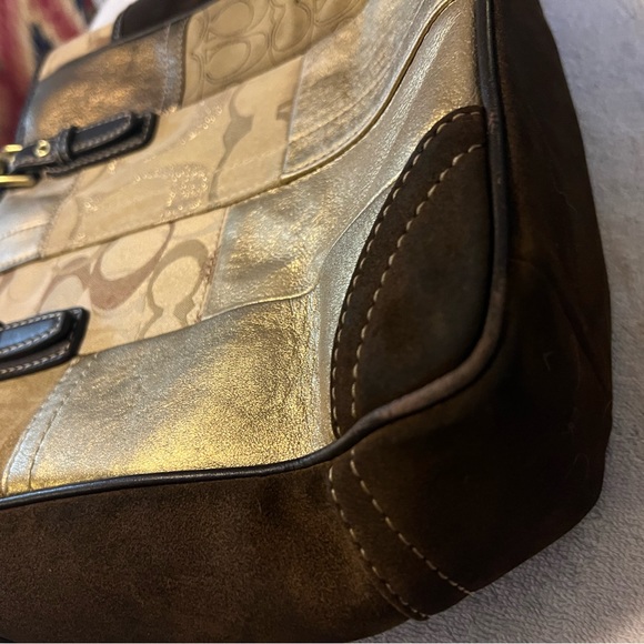 Authentic 2007 Coach Gold Brown Leather Suede
Patchwork Handbag G0771-F11408 - Picture 6 of 15